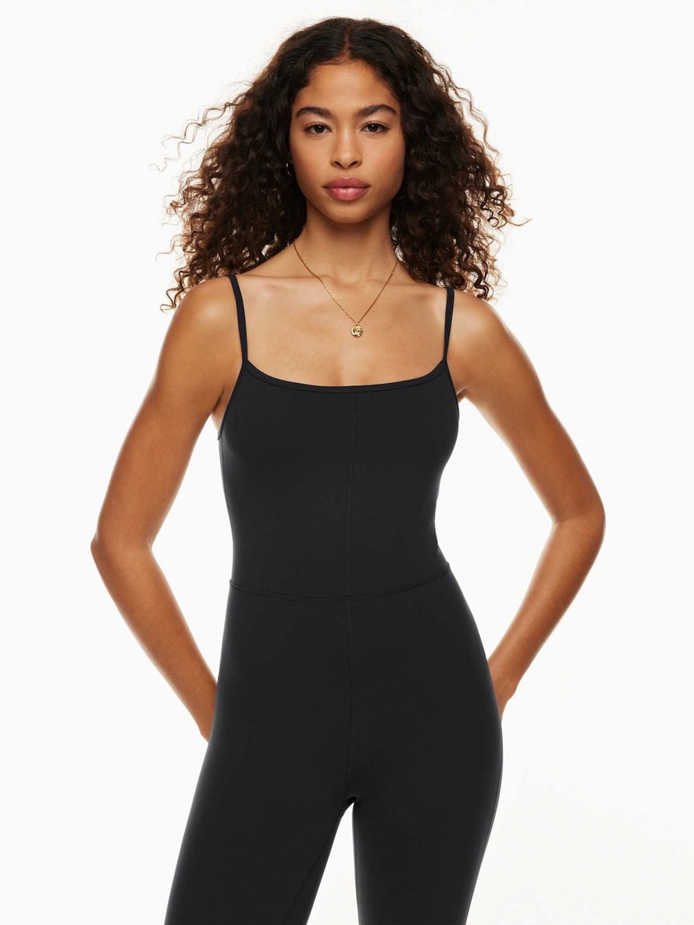 Aritzia Wilfred Free Freestyle Flare Jumpsuit Black Adjustable Straps - Picture 3 of 14